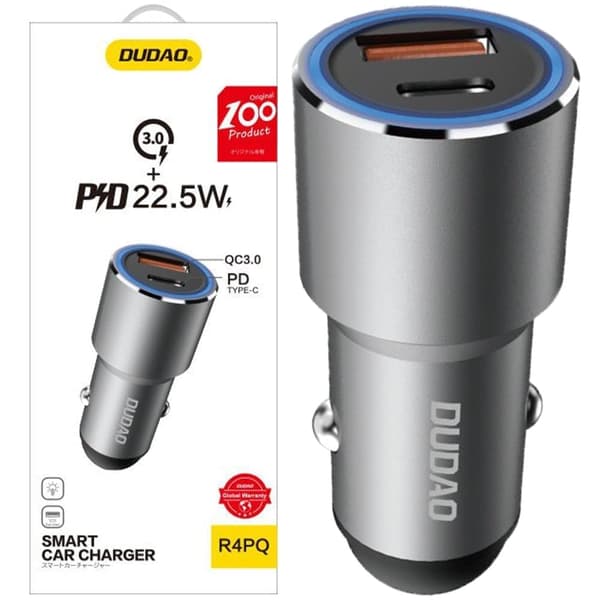 Dudao billader USB / USB Type C Strømforsyning Hurtiglading 22,5 W grå (R4PQ)