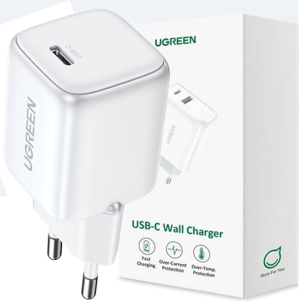 GaN 20W USB-C nettverkslader Ugreen Nexode mini CD318 - hvit
