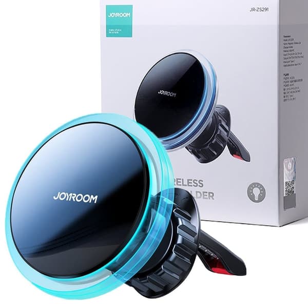 Joyroom bilmagnetholder Qi 15W trådløs induktiv lader (kompatibel med MagSafe for iPhone) til grill? vent sølv (JR-ZS Svart
