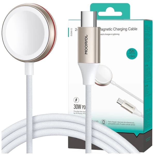 Joyroom induktiv lader for Apple Watch 1,2 m hvit (S-IW011)