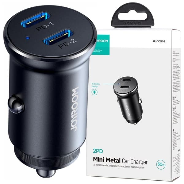 Joyroom JR-CCN06 30W 2x USB-C mini billader metall - svart