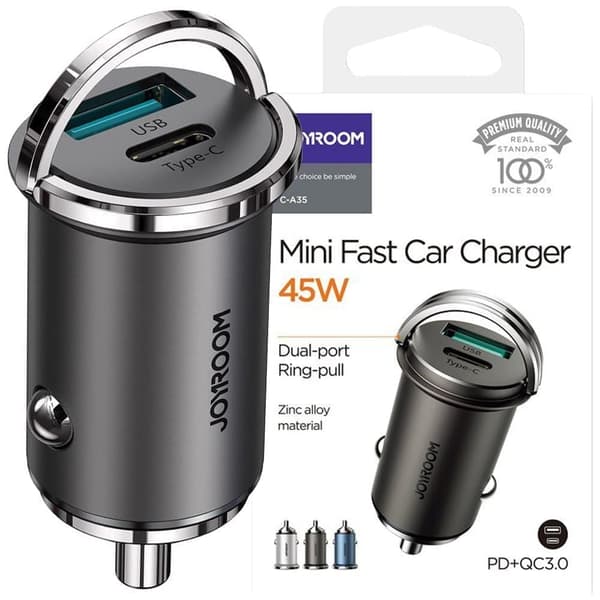 Joyroom hurtiglader USB Type C / USB 45 W 5 A Power Delivery Quick Charge 3.0 AFC SCP grå (C-A35)
