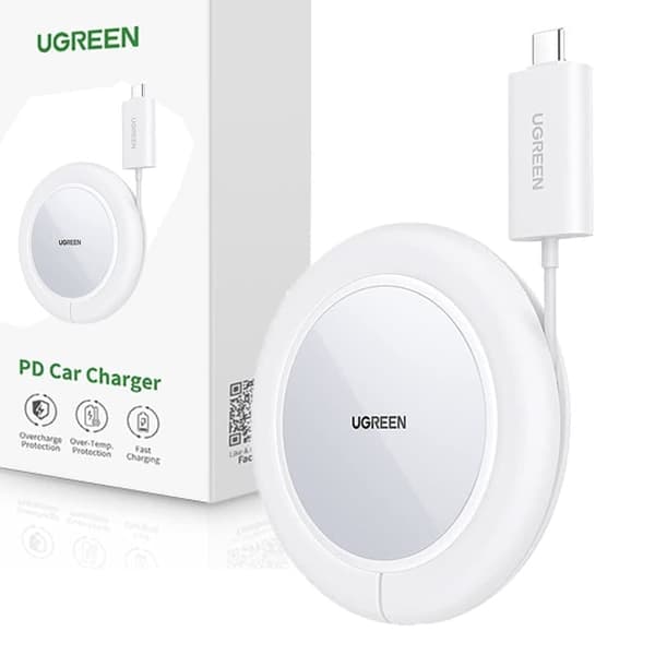 Ugreen Qi 15W trådløs lader med silikondeksel, kompatibel med MagSafe hvit (CD245-40123)