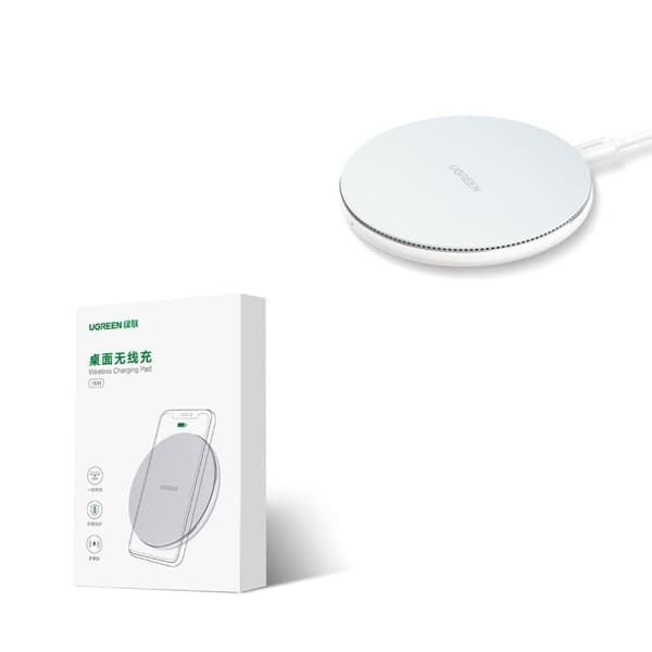 Ugreen trådløs lader 15W Qi hvit (CD191 40122)