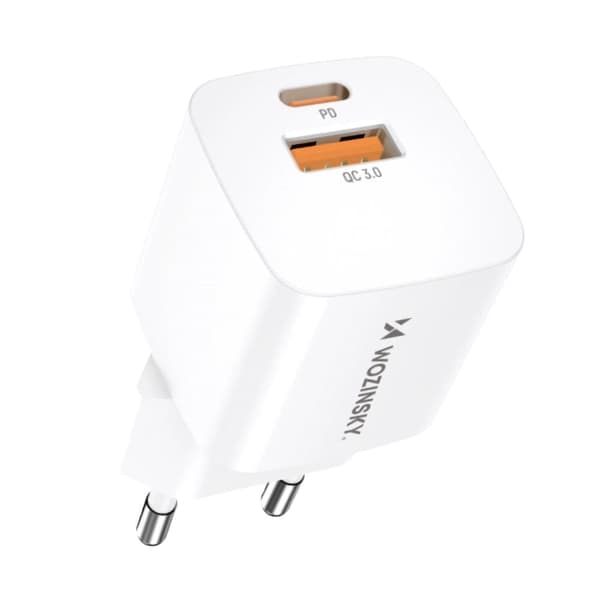 Wozinsky CMWCW 20W USB-C / USB-A vegglader - hvit