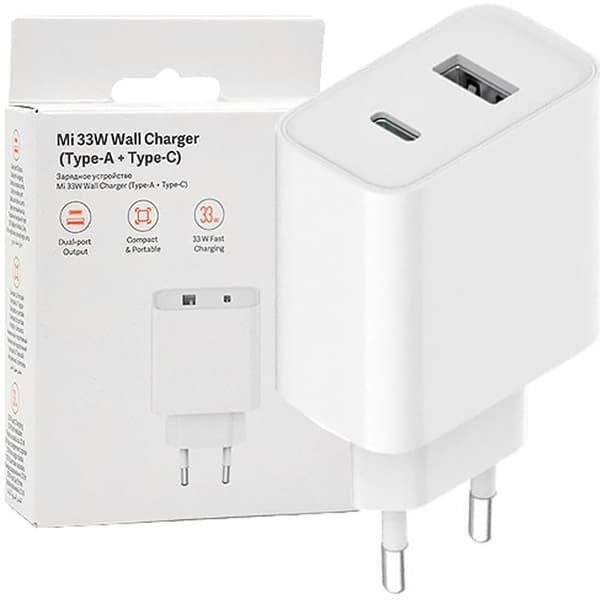Xiaomi reiselader Combo rask USB-A / USB-C 33W PD vegglader hvit (BHR4996GL)