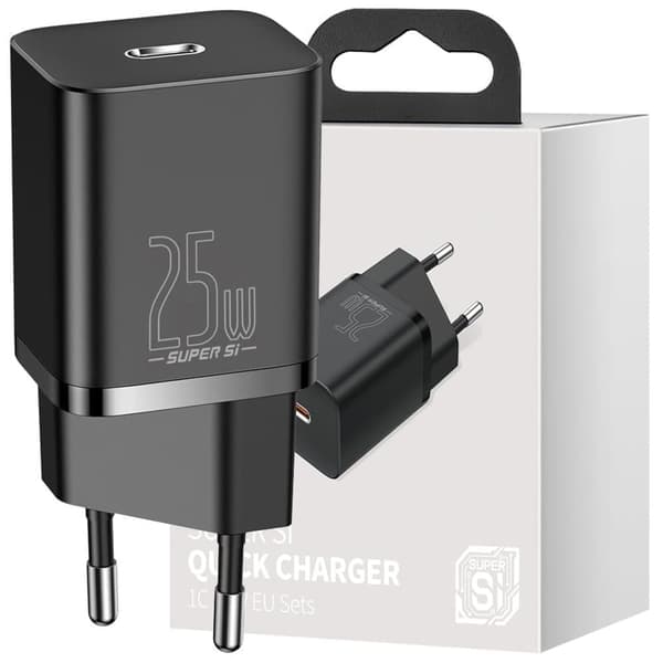 Baseus Super Si 1C hurtiglader USB Type C 25W Power Delivery Quick Charge svart (CCSP020101)