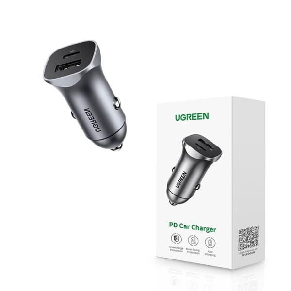 Ugreen billader USB Type C / USB 24W Strømforsyning Quick Charge grå (30780) Sort