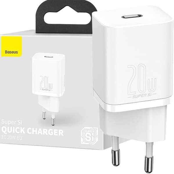 Baseus Super Si 1C rask USB Type C-lader 20 W Strømforsyning hvit (CCSUP-B02) Hvid