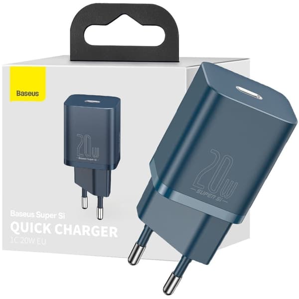 Baseus Super Si 1C rask USB Type C-lader 20 W Strømforsyning blå (CCSUP-B03) Blå