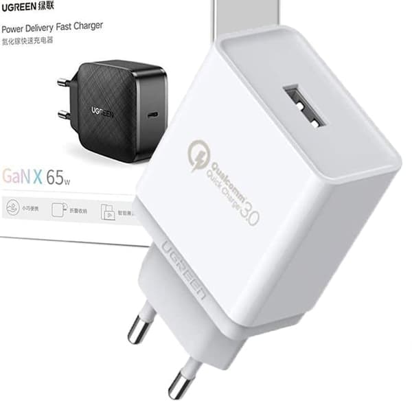 Ugreen CD122 rask nettverkslader Quick Charge 3.0 18W 3A USB hvit (10133)