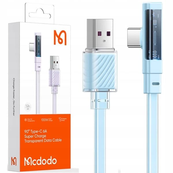 MCDODO-KULMA USB-C KABEL SNABBLADDNING USB TYPE C 6A 100W BLÅ 2M