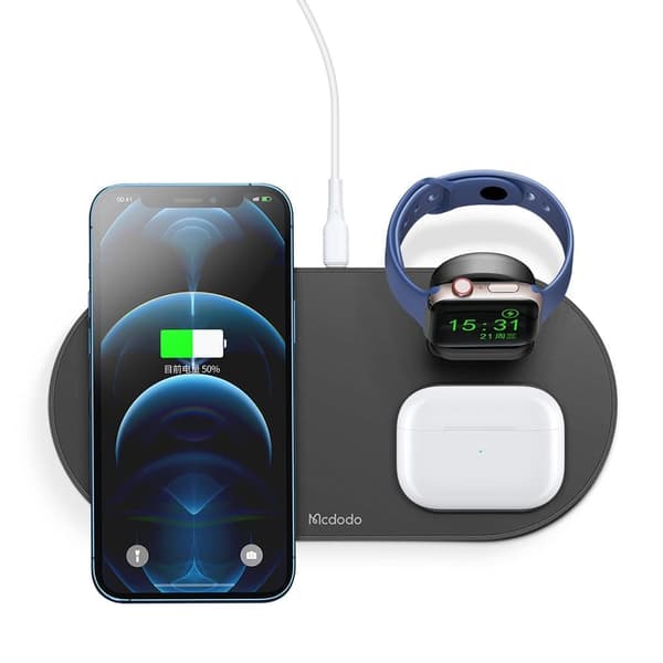 Mcdodo Dockningsstation, 3-i-1 laddare iPhonelle, Airpods, Klocka, svart