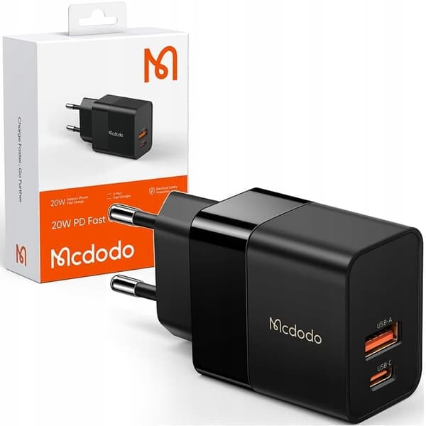 Mcdodo telefonlader, Snabb, USB, USB-C, 20W, for iPhone, universal, svart