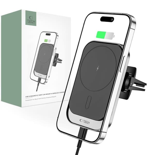 TECH-PROTECT CW19 MAGNETIC MAGSAFE VENT BILMONTERING TRÅDLØS LADER 15W SORT