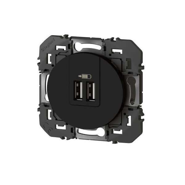 Dubbel USB TypeA laddare dooxie 3A svart finish - blisterförpackning