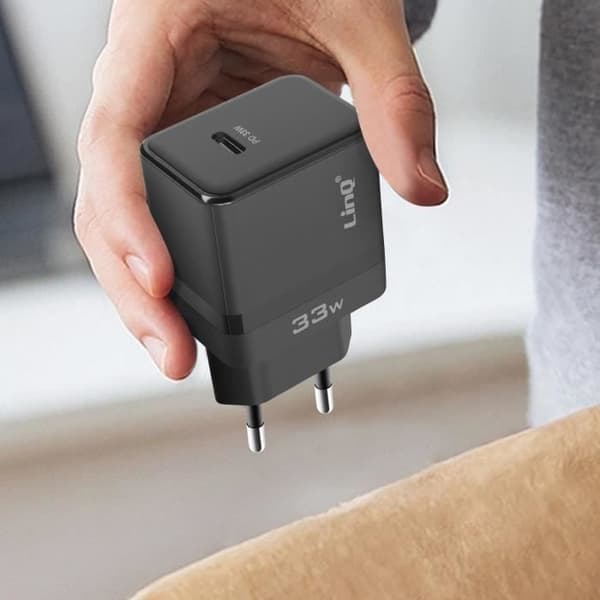 USB-C laddare 33W - LINQ - Svart - Kompakt - Snabb - Power Delivery