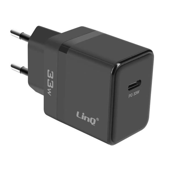 USB-C laddare 33W - LINQ - Svart - Kompakt - Snabb - Power Delivery