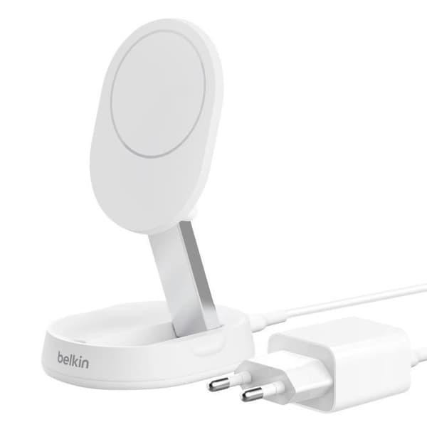 Induktionsladdare - BELKIN - BoostCharge Pro - 15W - Fällbart stativ - Qi2