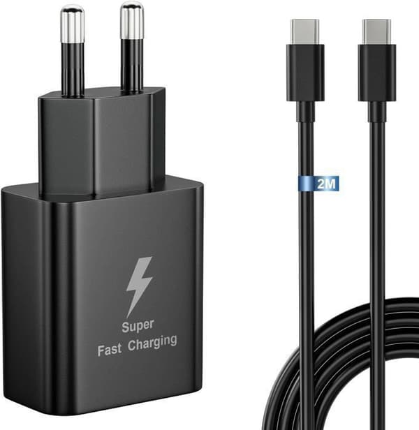 Snabbladdare USB C 25W för Samsung Galaxy A34 A54 5G, S24 S25Ultra osv. Flip4 Super Snabb Laddning Med 2m USB Typ C-kabel