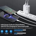 Miniatyrbild 5 av 6: 67W snabbladdare med USB C-kabel för Redmi Note 12 Pro 11 11s,2-portars USB-laddare med PD 45W,turboladdare för Xiaomi