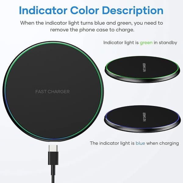 Snabb trådlös laddare, Qi induktionsladdare kompatibel med iPhone 14/13/12/11/Pro/XS Max/XR/XS/X/8, AirPods, Samsung Galaxy etc