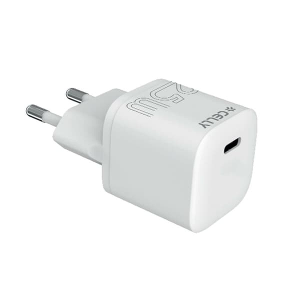Vægoplader Celly UCTC1USBC25WWH 25 W Hvid