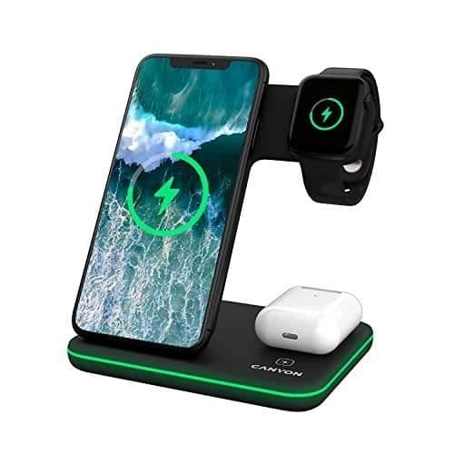 CANYON WCS303B 3-I-1 TRÅDLÖS LADDSTATION FÖR QI-ENHETER Svart