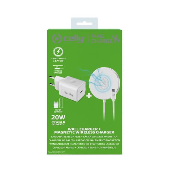 Bærbar oplader Celly MAGCHARGEKIT Hvid Hvid