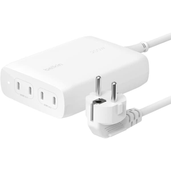 BELKIN VÆGLADER 4X PORT USB-C GAN 200W, HVID Hvid