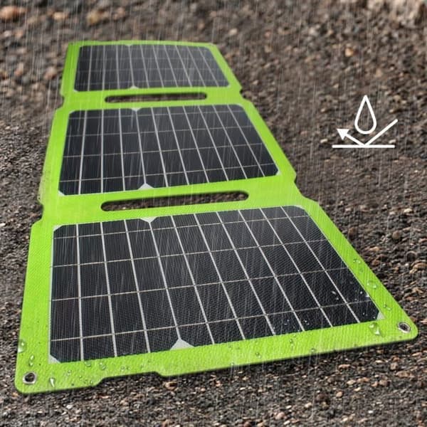21W hopfällbar bärbar och vattentät solladdare USB och USB C-port Swissten Lime Green