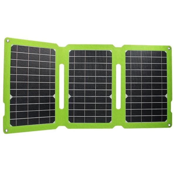 21W hopfällbar bärbar och vattentät solladdare USB och USB C-port Swissten Lime Green