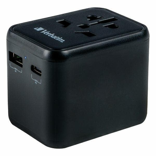 Verbatim EU/UK/US reiseadapter 2xUSB-A/USB-C PD 20W UTA-02 svart/svart 49544