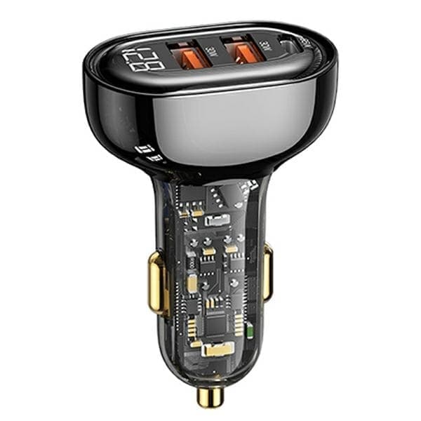 USAMS Lad. yksin. 2xUSB+1xUSB-C 125W Pikalataus läpinäkyvä musta CC158CC01 (US-CC158)