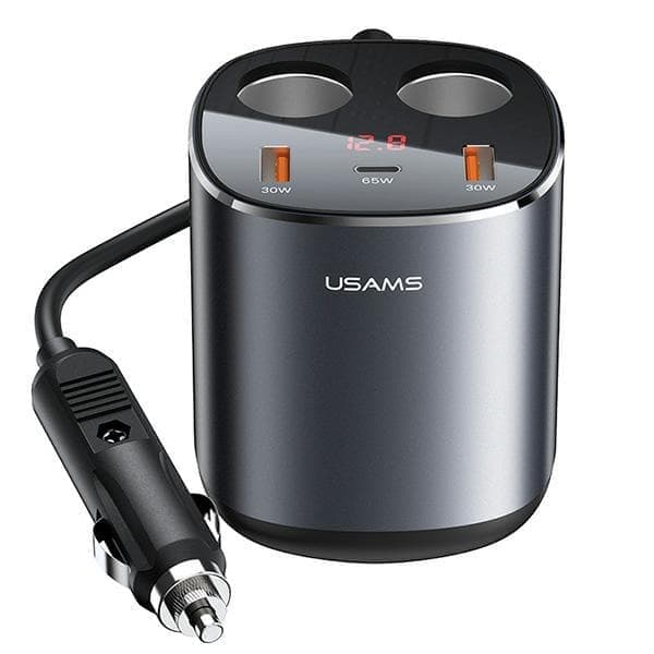 USAMS-autojakaja 2xUSB-A/ 1xUSB-C C28 245W harmaa/harmaa CC151TC01 (US-CC151)