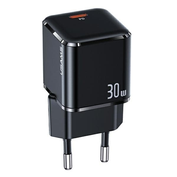 USAMS Lad. verkkoon. 1xUSB-C T45 mini 30W (vain pää) PD3.0 Pikalataus musta/musta CC148TC01 (US-CC148)