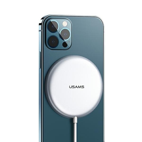 USAMS Lad. induktio US-CD160 magneettinen W2 15W alumiini iPhone 12 sarja hopea/hopea CD160DZ01
