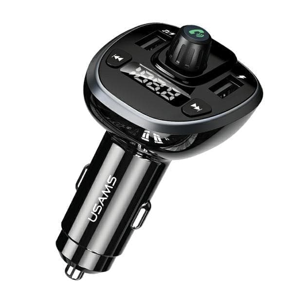 USAMS C21 handsfree-sarja FM-lähettimellä, Bluetooth 5.0, MP3, 2xUSB 3.4A musta/musta CC115GC01 (US-CC115)