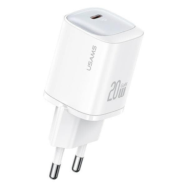 USAMS Lad. verkkoon. CC248 20W GaN USB-C Pikalataus HC-sarja valkoinen/valkoinen CC248TC02