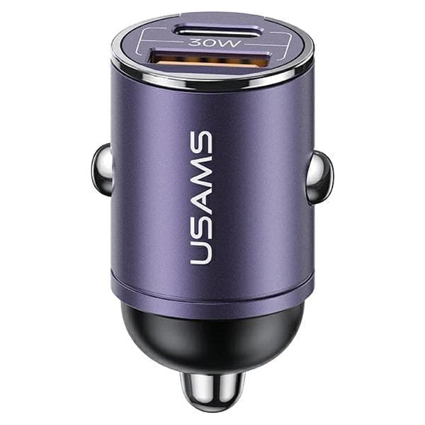 USAMS Lad. yksin. 1xUSB+1xUSB-C C38 30W PD-pikalataus sisäänrakennetulla renkaalla, violetti/violetti CC206CC02 (US-CC206)
