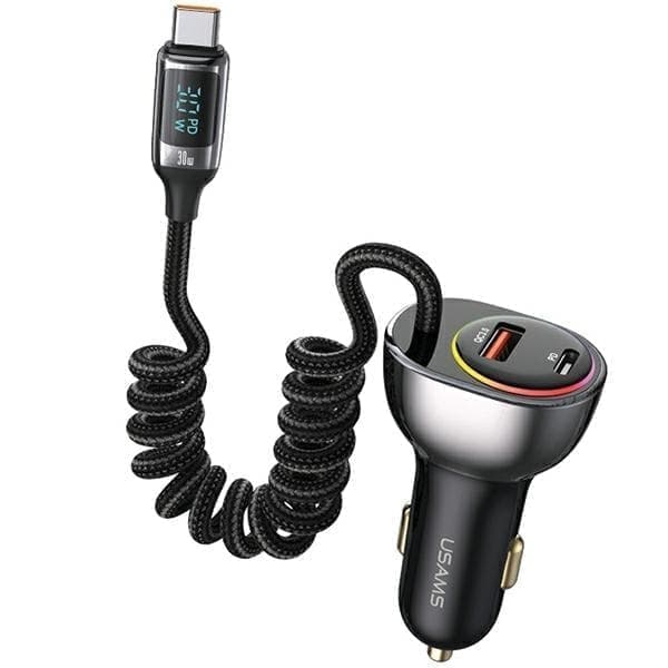USAMS Lad. yksin. C37 1xUSB+1xUSB-C 60W + USB-C 30W PD+QC pikalatauskaapeli musta/musta CC192CC01 (US-CC192)