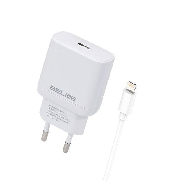 Beline Ład. verkkoon. 1x USB-C 30W + salamakaapeli valkoinen PD 3.0 BLNCW30L GaN