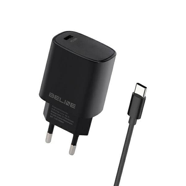 Beline Ład. verkkoon. 1x USB-C 20W + USB-C kaapeli musta PD 3.0 BLNCB20C