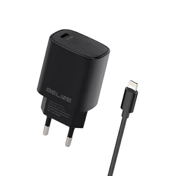 Beline Ład. verkkoon. 1x USB-C 20W + salamakaapeli musta /musta PD 3.0 BLNCB20L