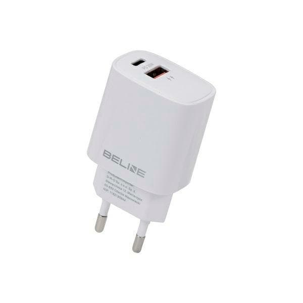 Beline Ład. verkkoon. 1 x USB-C + 1 x USB 20 W valkoinen (vain pää) PD 3.0 + QC 3.0 BLN2CW20