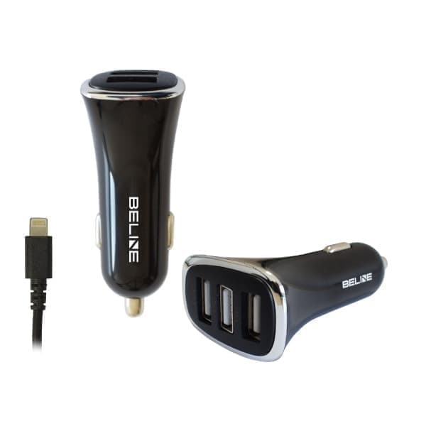 Beline Ład. yksin. 3xUSB + salama 4A musta/musta iPhone 5/6/7/8/X/Xs/Xr