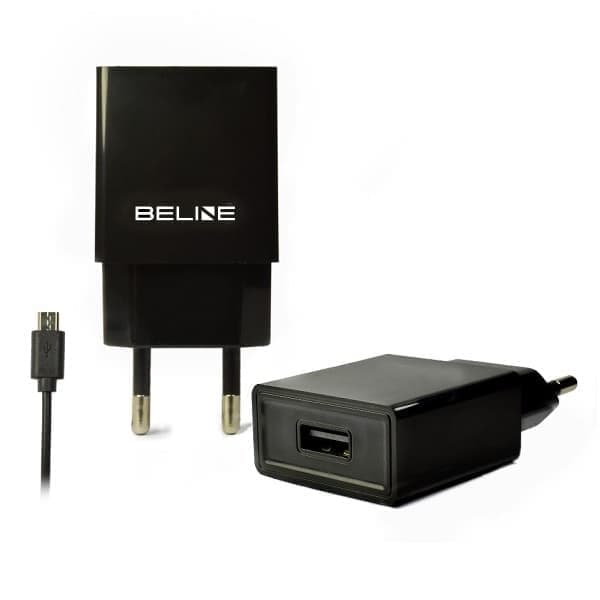 Beline Ład. verkkoon. 1xUSB + microUSB 1A musta/musta