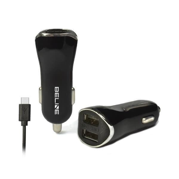 Beline Ład. yksin. 2xUSB + USB-C 2.1A musta/musta