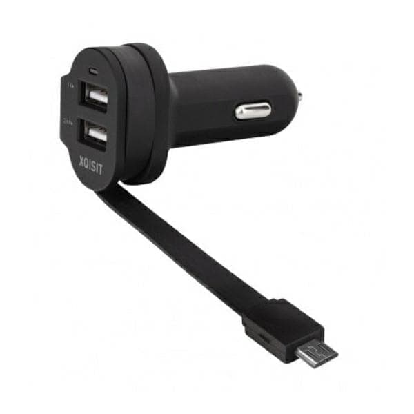 Xqisit kiva. yksin. 6A Dual USB + microUSB autolaturi musta/musta 20425 Sort