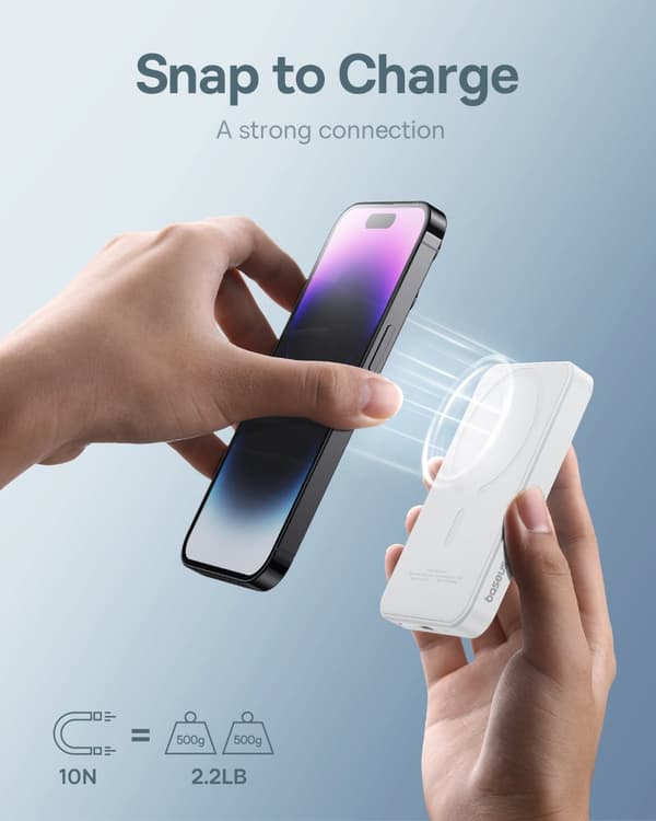 Minivirtapankki 5000mAh 20W + USB-C-kaapeli 20V / 3A valkoinen